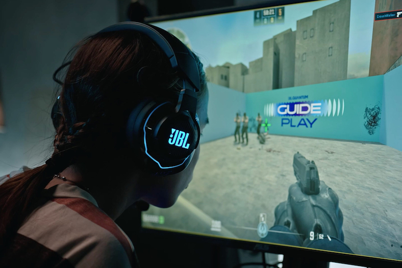 Sophie Soon practices Counter-Strike in the JBL Quantum Guide Play training area