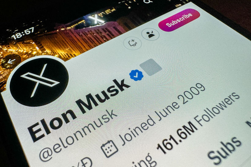 Stock art of the X logo and Elon Musk's account