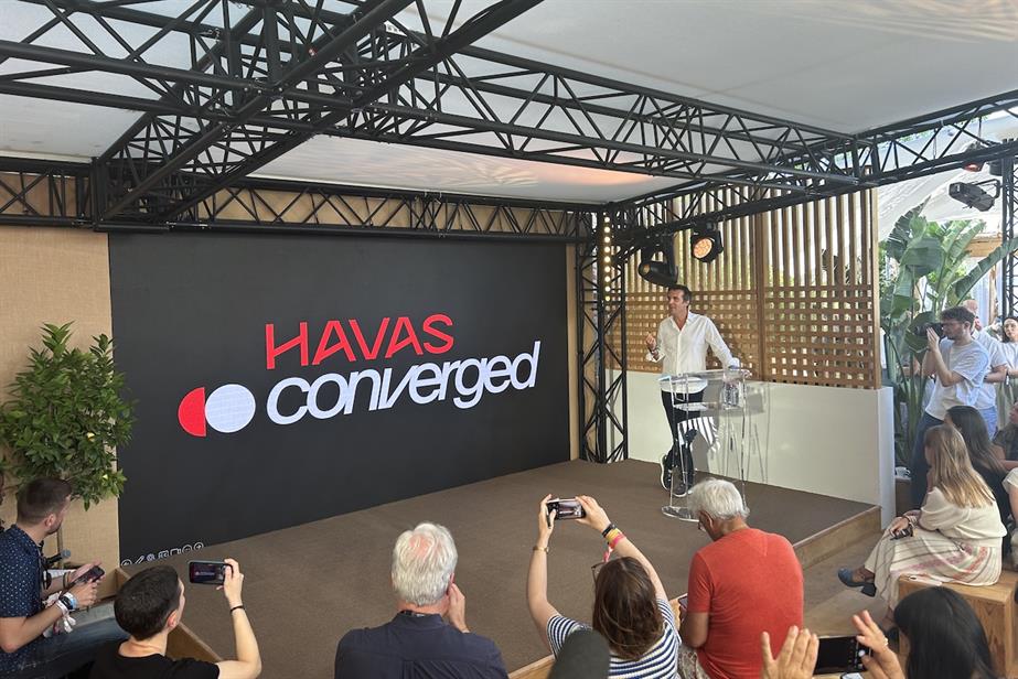 Yannick Bolloré, the chief executive of Havas, speaking at Cannes Lions