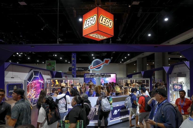 Crowd shot of Lego's area at Comic-Con San Diego