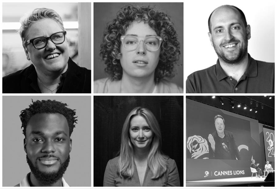 Clockwise from top left: Tamara Littleton, Marty Davies, Jerry Daykin, Elon Musk and Mark Read onstage at Cannes Lions, Sarah Treliving and Ndubuisi Uchea