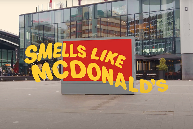 Solid red smells like McDonald's billboard 