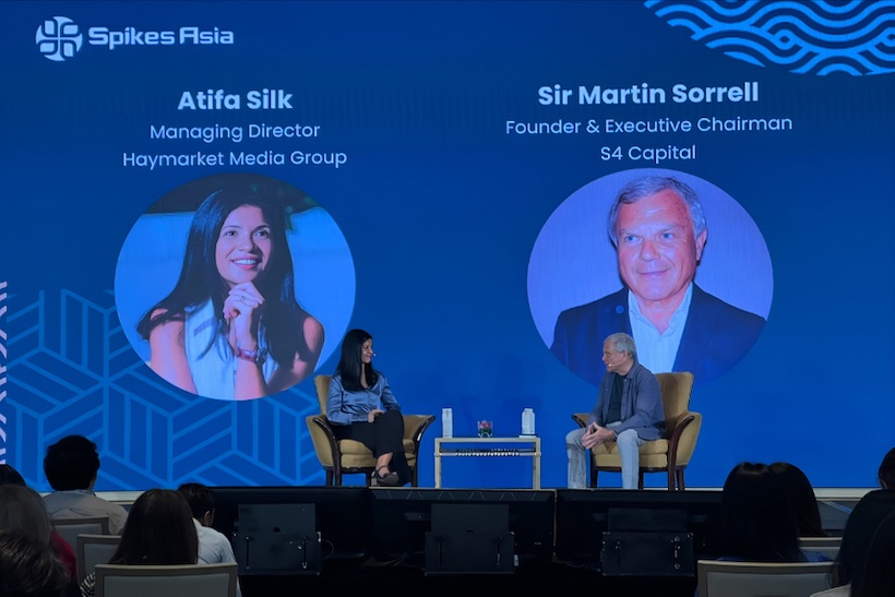 Atifa Silk & Martin Sorrell on stage