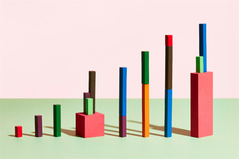 an abstract graphic for growth with coloured blocs