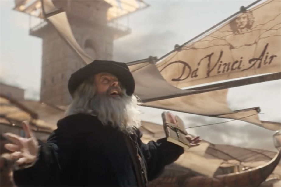 Actor playing Leonardo da Vinci for Amazon Business ad